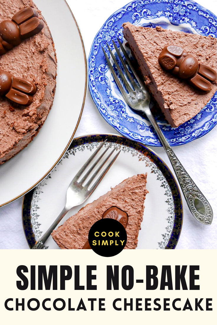 Cheesecake au chocolat sans cuisson avec lapins en chocolat - Cook Simply