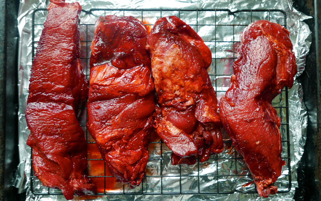 Char siu pork ready for roasting - Cook Simply