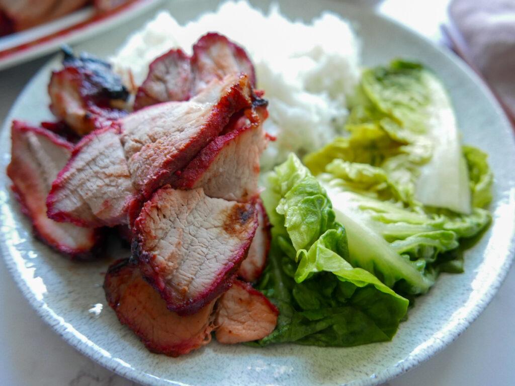 Authentic Chinese dish - Chinese barbecue pork with rice and cabbage - Cook Simply
