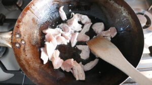 frying chicken for pad Thai - Cook Simply