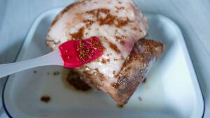 Brushing the glaze on the gammon joint - Cook Simply