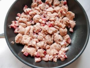 cooking sausage meat and pancetta - Cook Simply