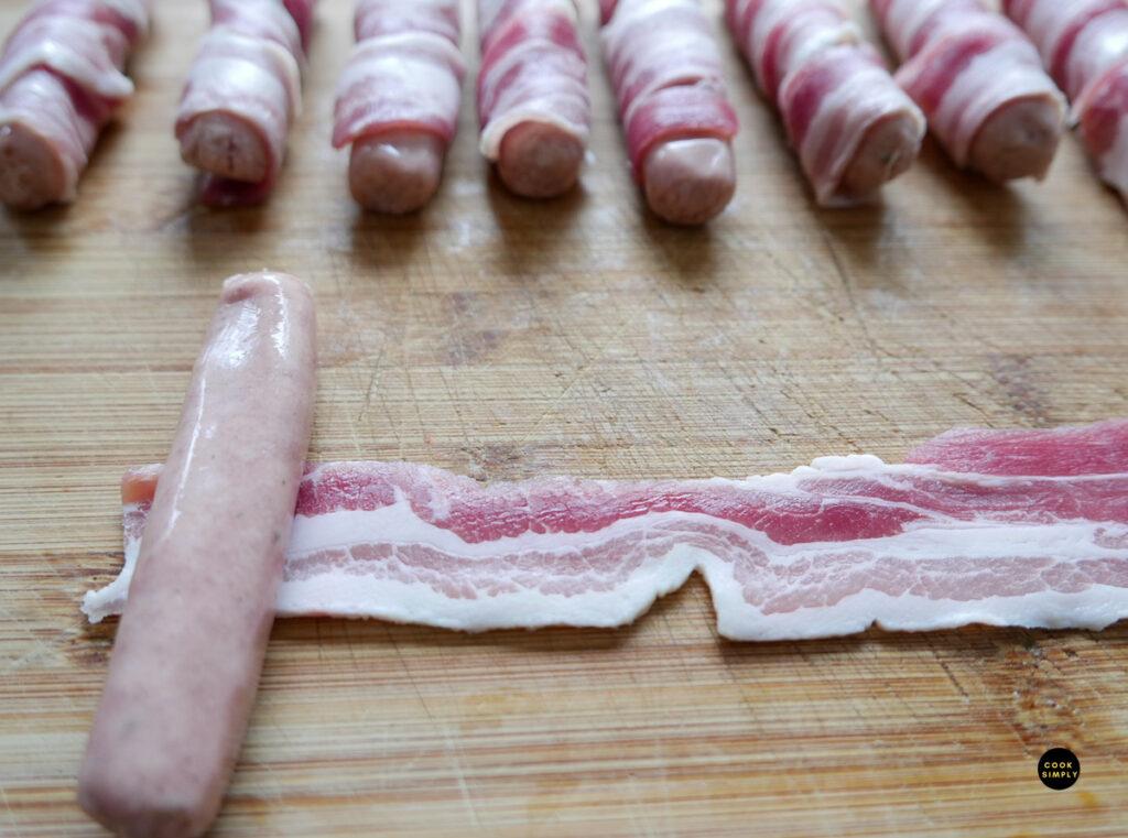 Chipolata sausage and streaky bacon - Cook Simply